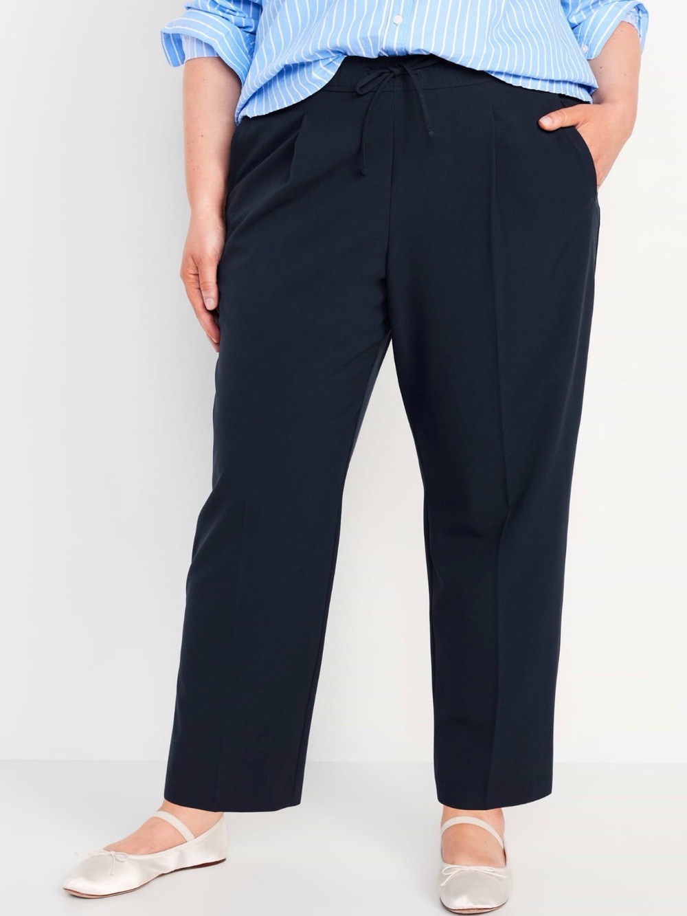 NAVY Plus Size Drawstring Pants (Old Navy High Rise Billie Straight) 3X
